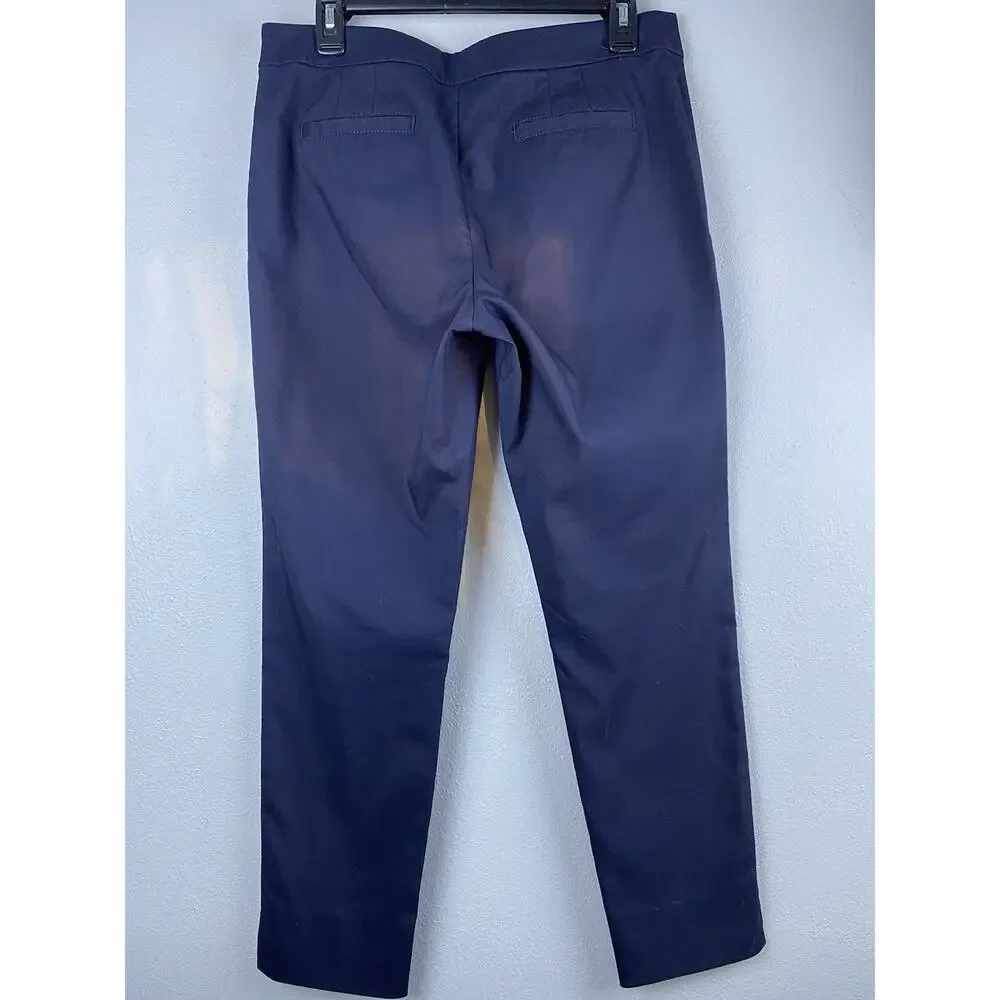 Tory Burch Sz 6 Skinny Callie Navy Blue Pockets Front Seam Ankle Crop Pants
